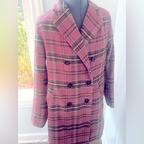 Davi & Dani Sz Small Pink Houndstooth Plaid Double Breasted Button Coat Jacket - Picture 5 of 16